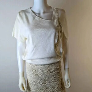 Creamy white short sleeve sweater XL